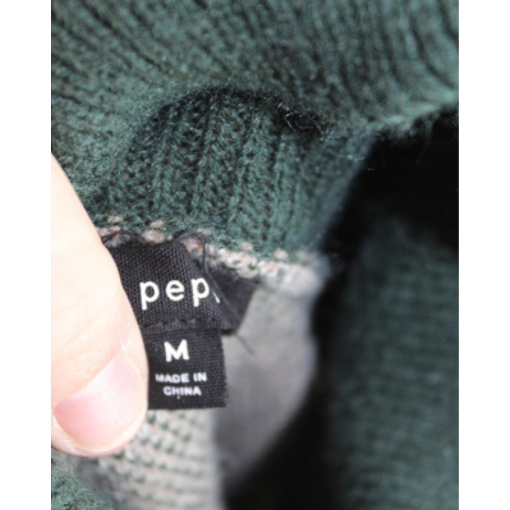 Blu Pepper‎ Oversized Turtleneck Sweater Womens M Color Block Chunky Knit - Picture 4 of 7